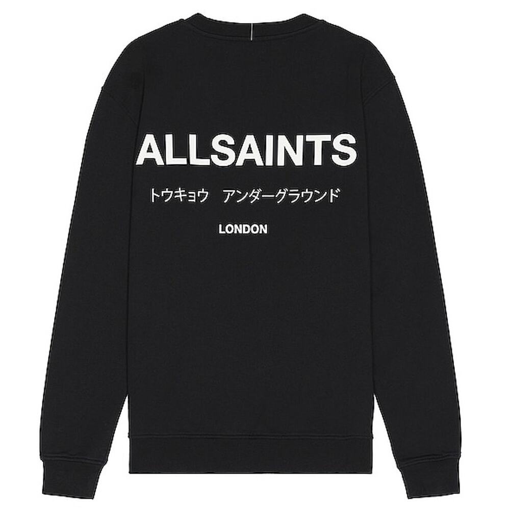 Allsaints Logo Jet Black Underground Sweatshirt Size M - Picture 1 of 5
